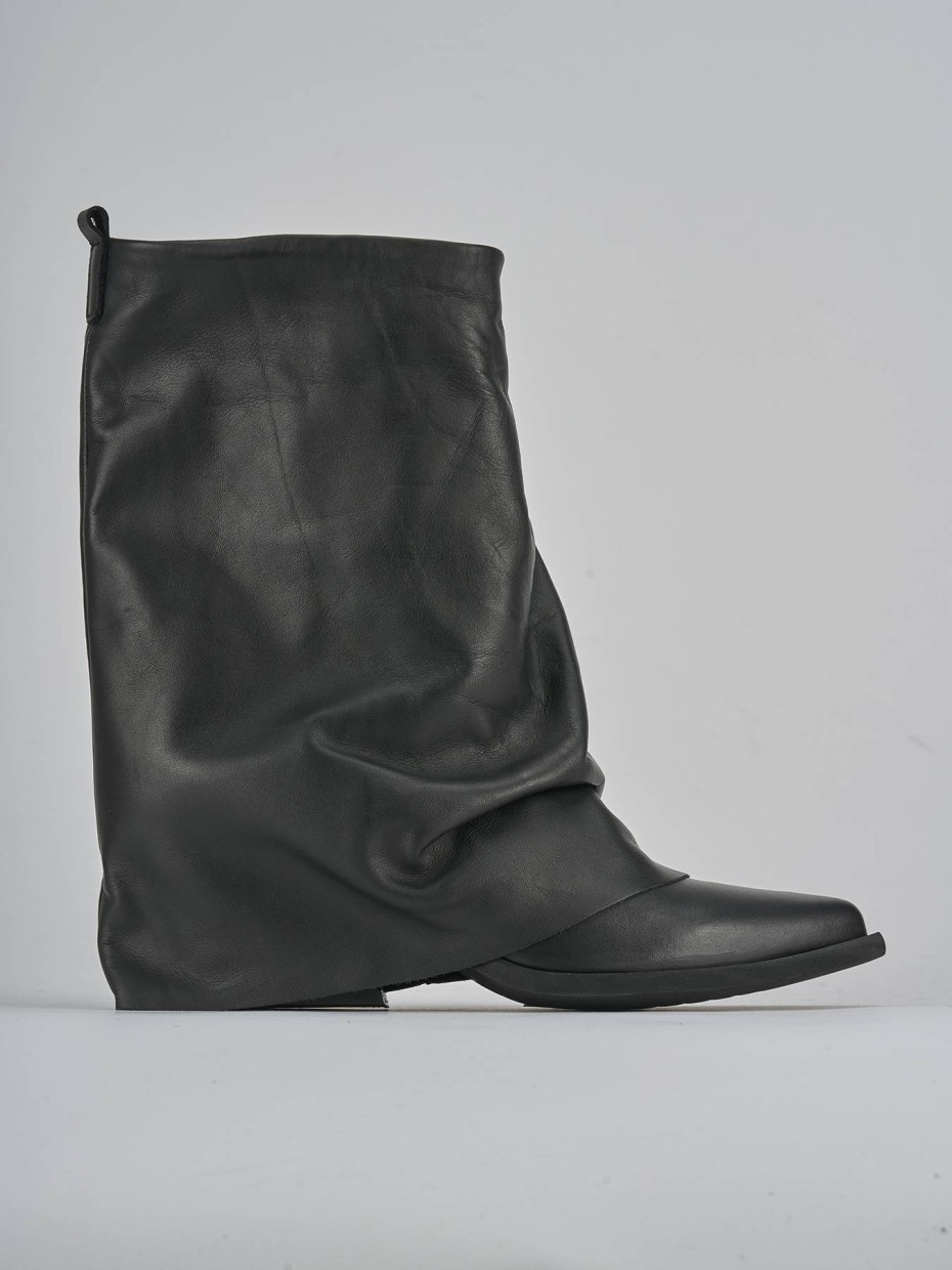 Botines de tacón alto tacón 7 cm negro cuero