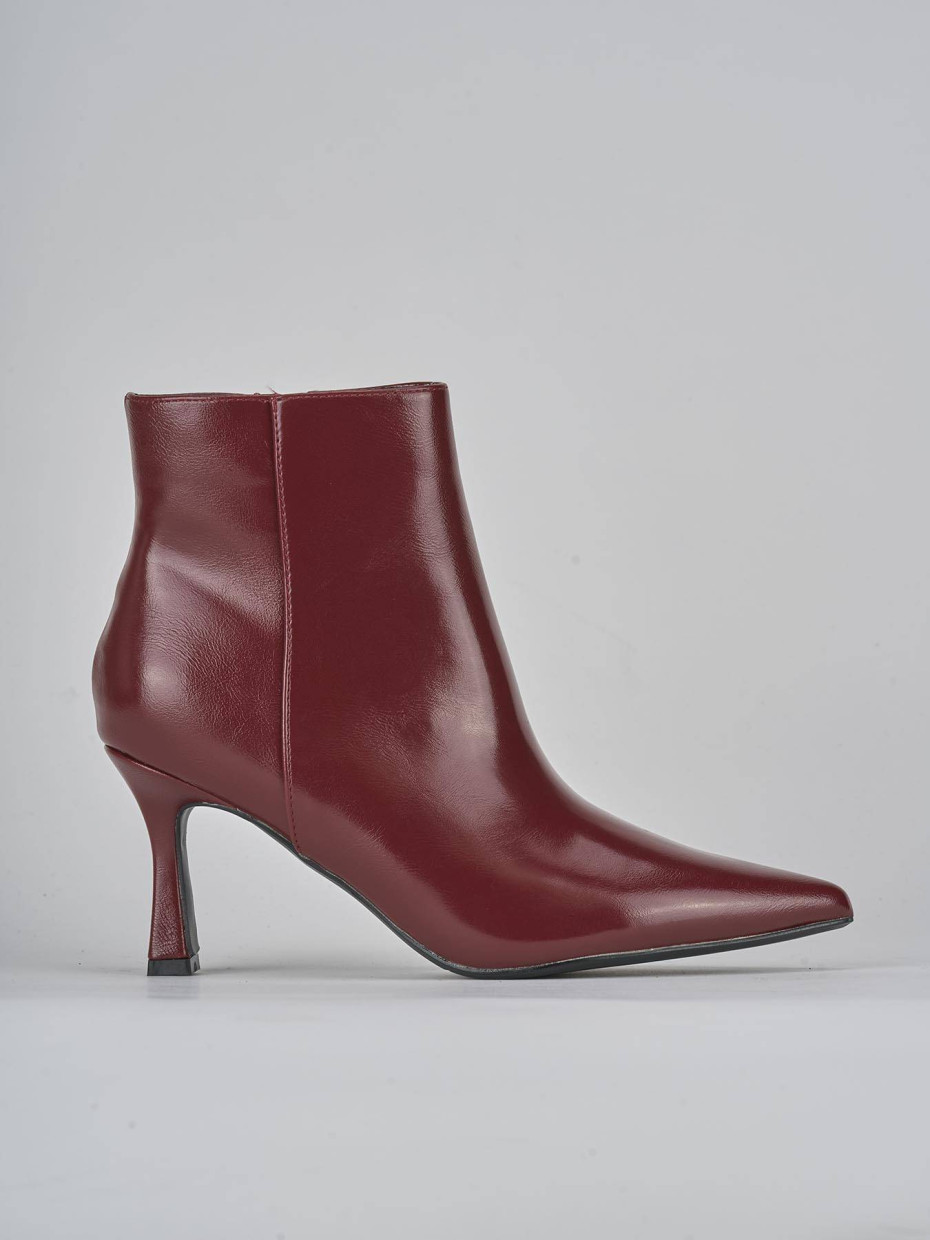 Botines de tacón alto tacón 9 cm rojo cuero