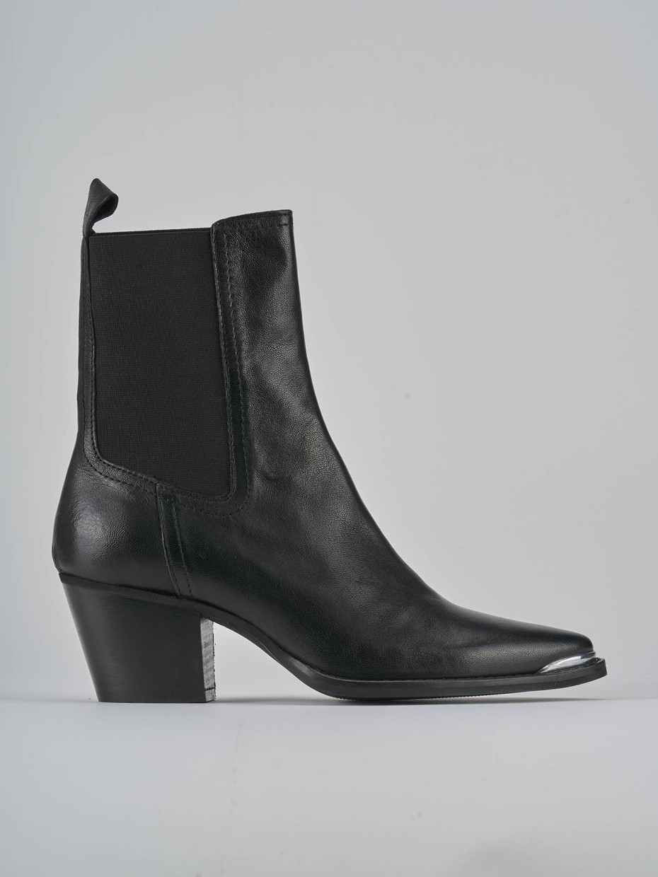 Botines de tacón alto tacón 7 cm negro cuero