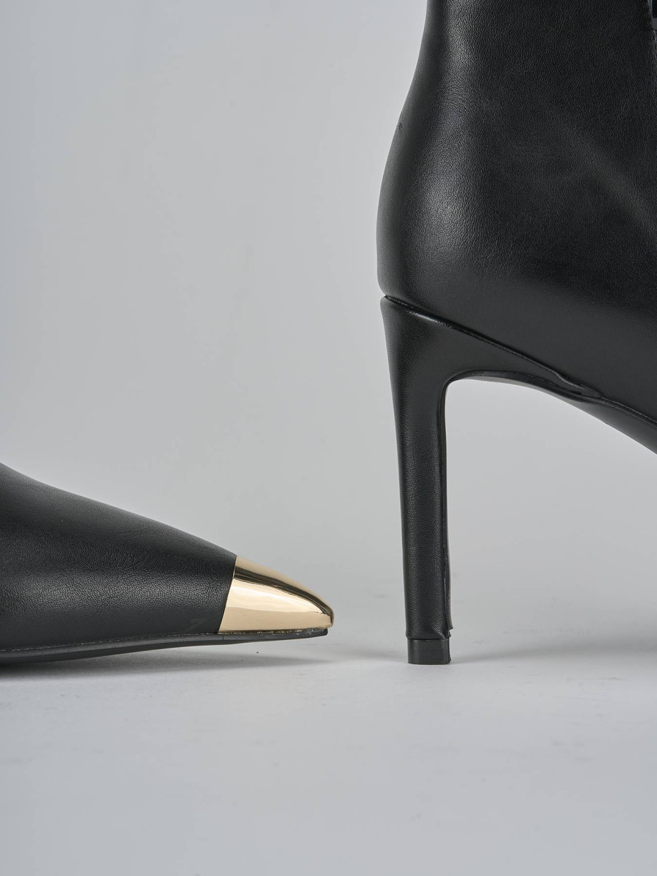 Botines de tacón alto tacón 7 cm negro cuero