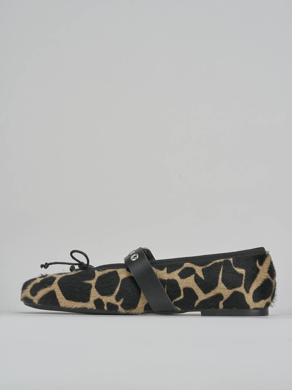 Bailarinas tacón 1 cm estampado jirafa cuero de vaca con pelo