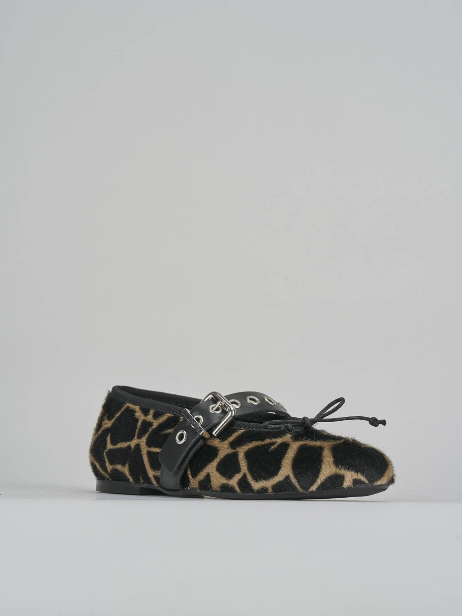 Bailarinas tacón 1 cm estampado jirafa cuero de vaca con pelo