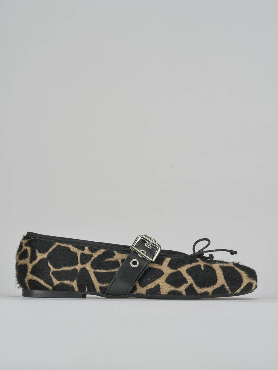 Bailarinas tacón 1 cm estampado jirafa cuero de vaca con pelo