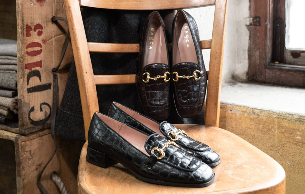 Mocasines tacón 3 cm marrón oscuro efecto coco