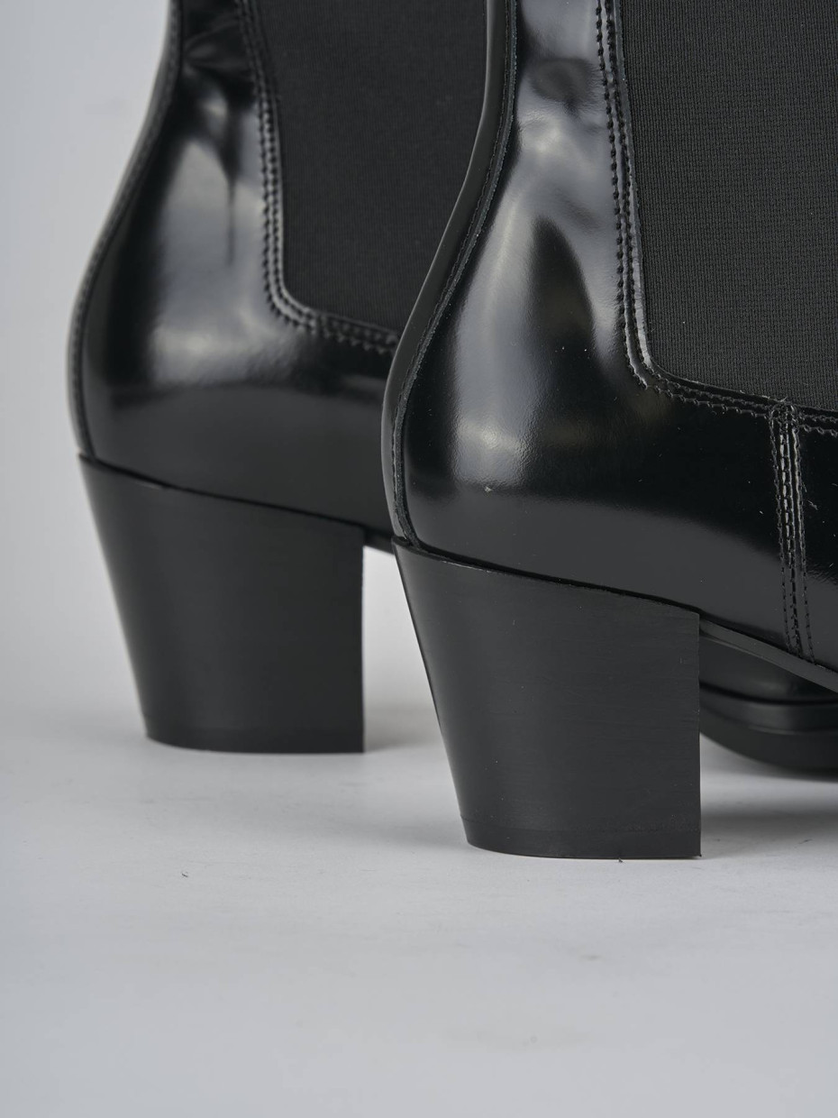 Botines de tacón alto tacón 6 cm negro cuero