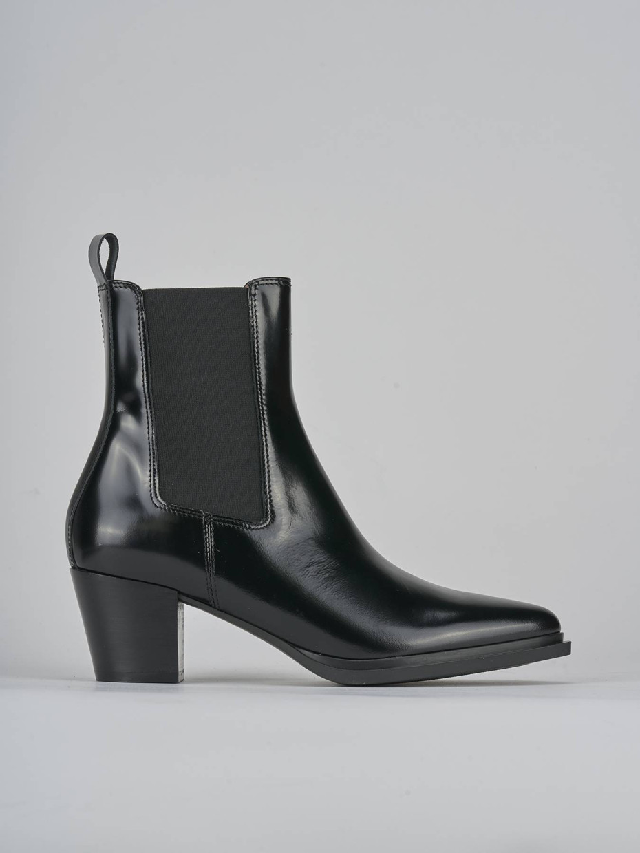 Botines de tacón alto tacón 6 cm negro cuero