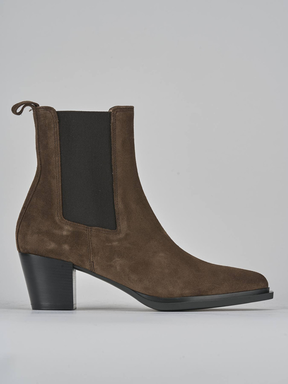 Botines de tacón alto tacón 6 cm marrón oscuro ante