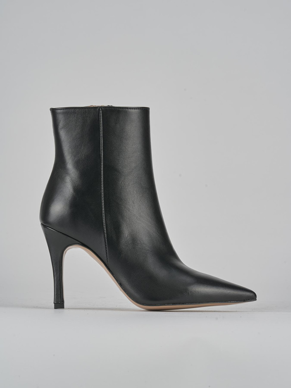 Botines de tacón alto tacón 9 cm negro cuero