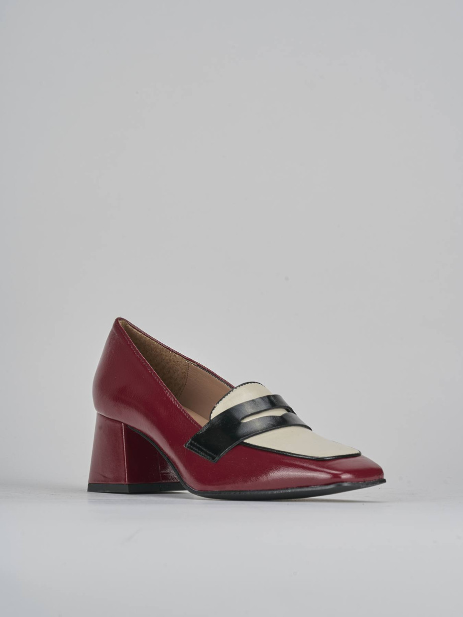 Mocasines tacón 6 cm burdeos charol