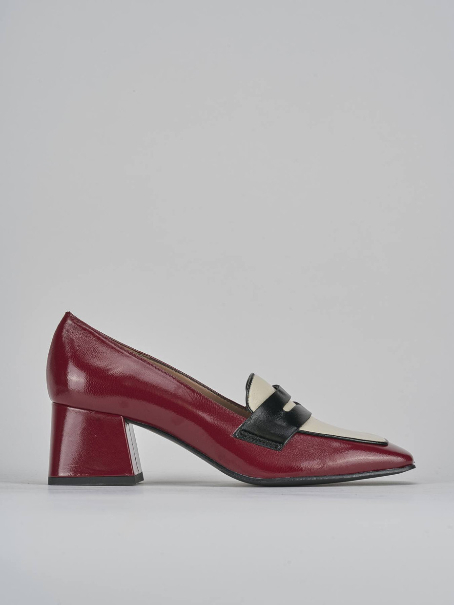 Mocasines tacón 6 cm burdeos charol