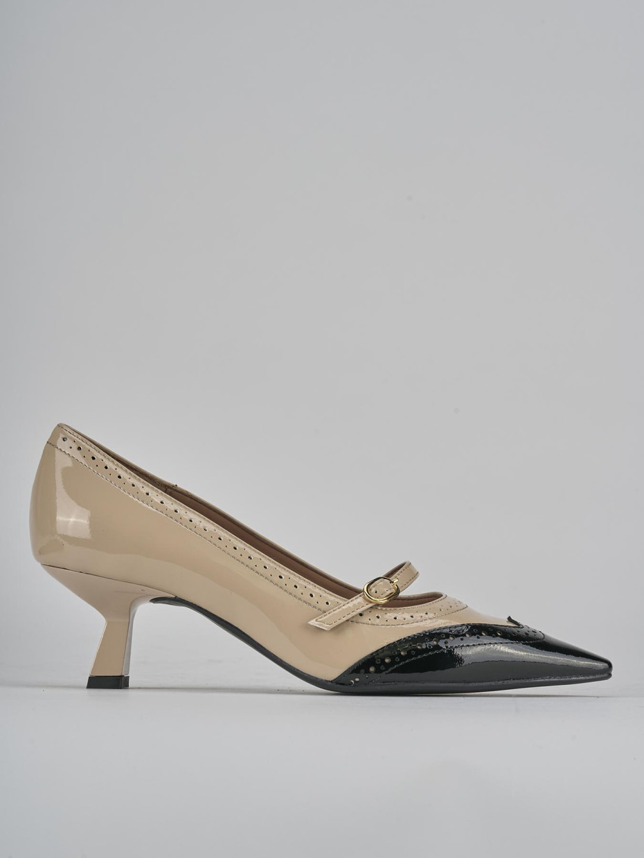 Décolleté tacco 6cm vernice beige