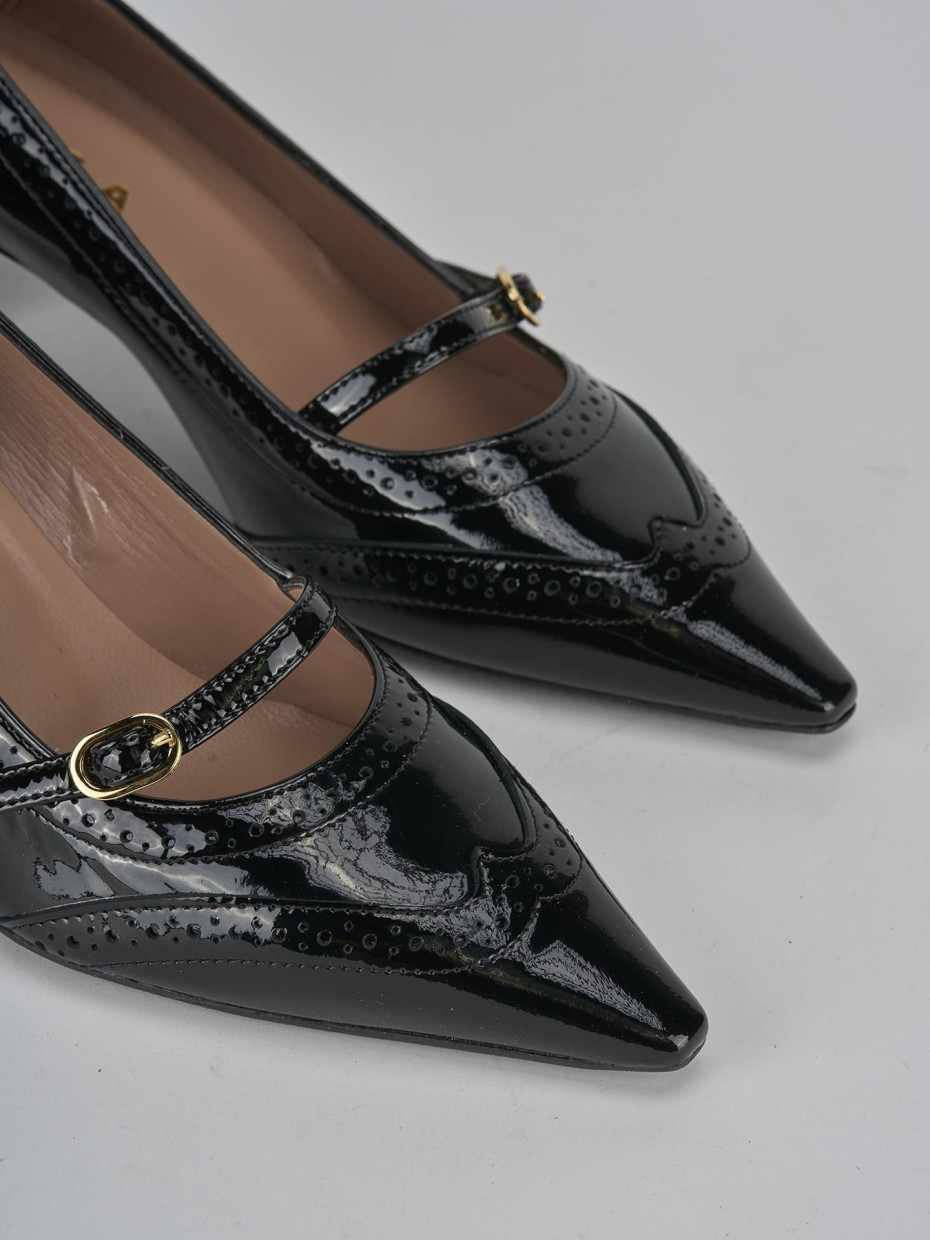 Zapatos de salón tacón 6 cm negro charol