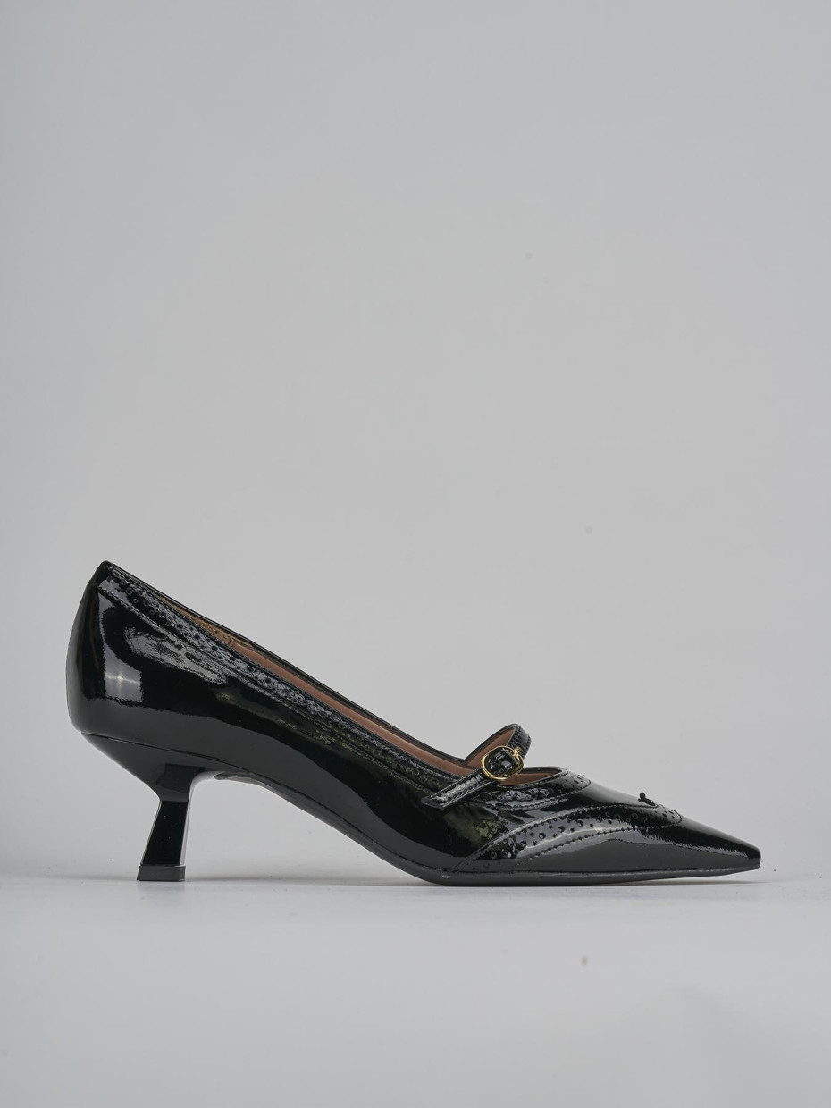 Zapatos de salón tacón 6 cm negro charol