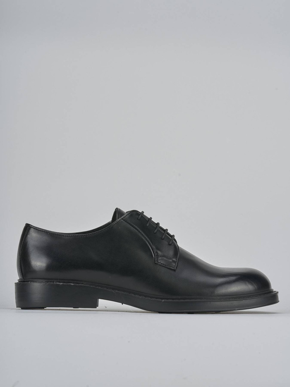Zapatos de cordones tacón 1 cm negro cuero