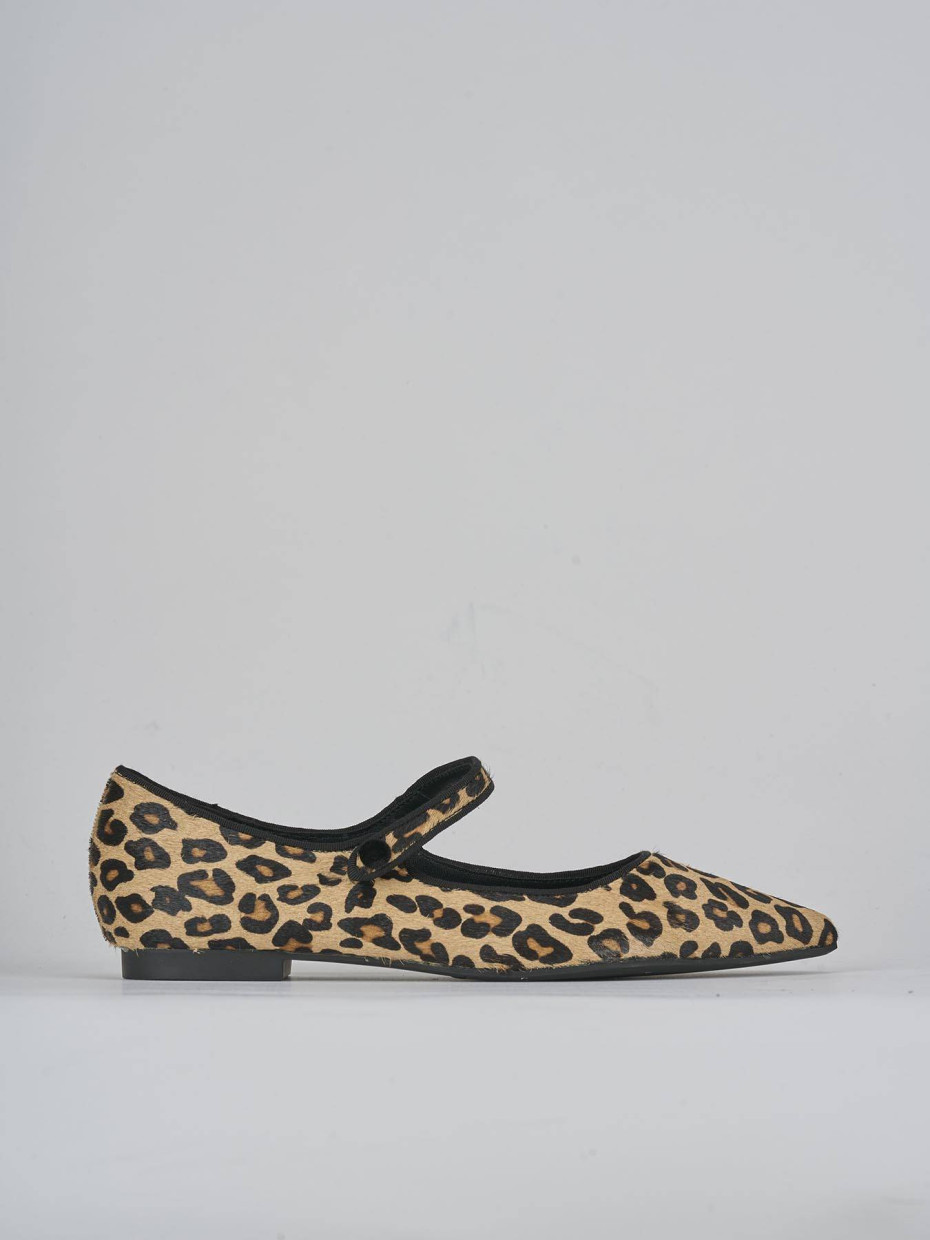 Bailarinas tacón 1 cm multicolor cuero de vaca con pelo