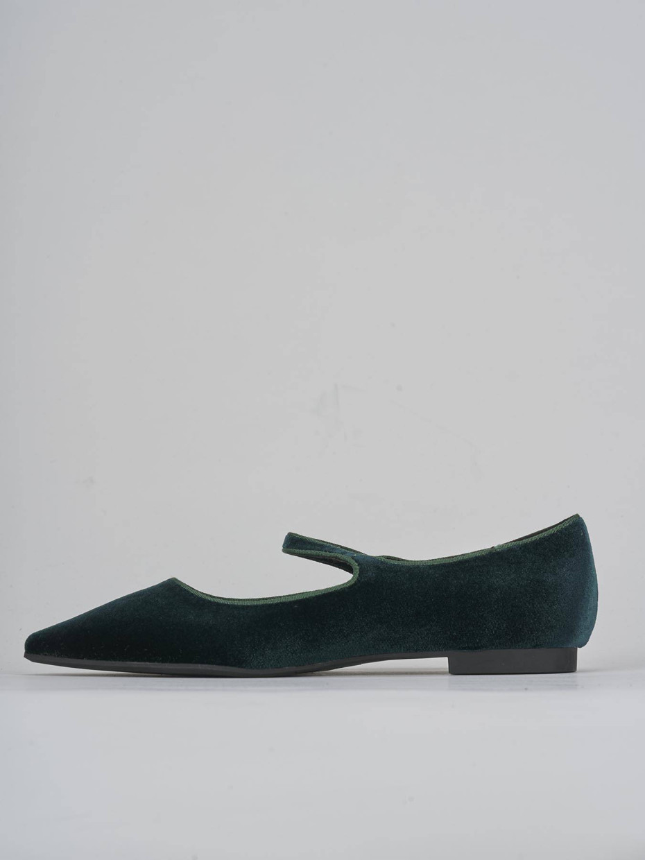 Bailarines tacón 1 cm verde terciopelo