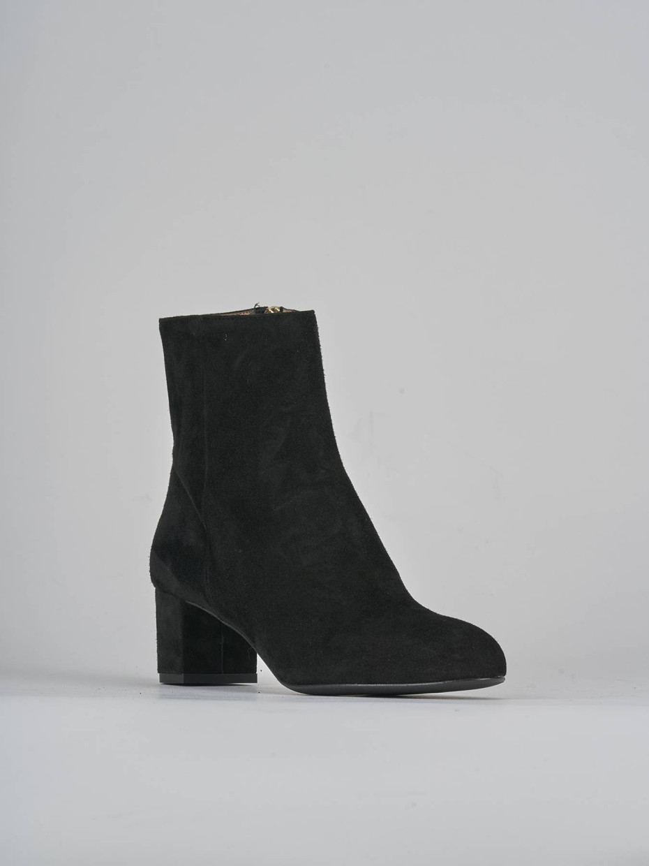 High heel ankle boots heel 6 cm black suede