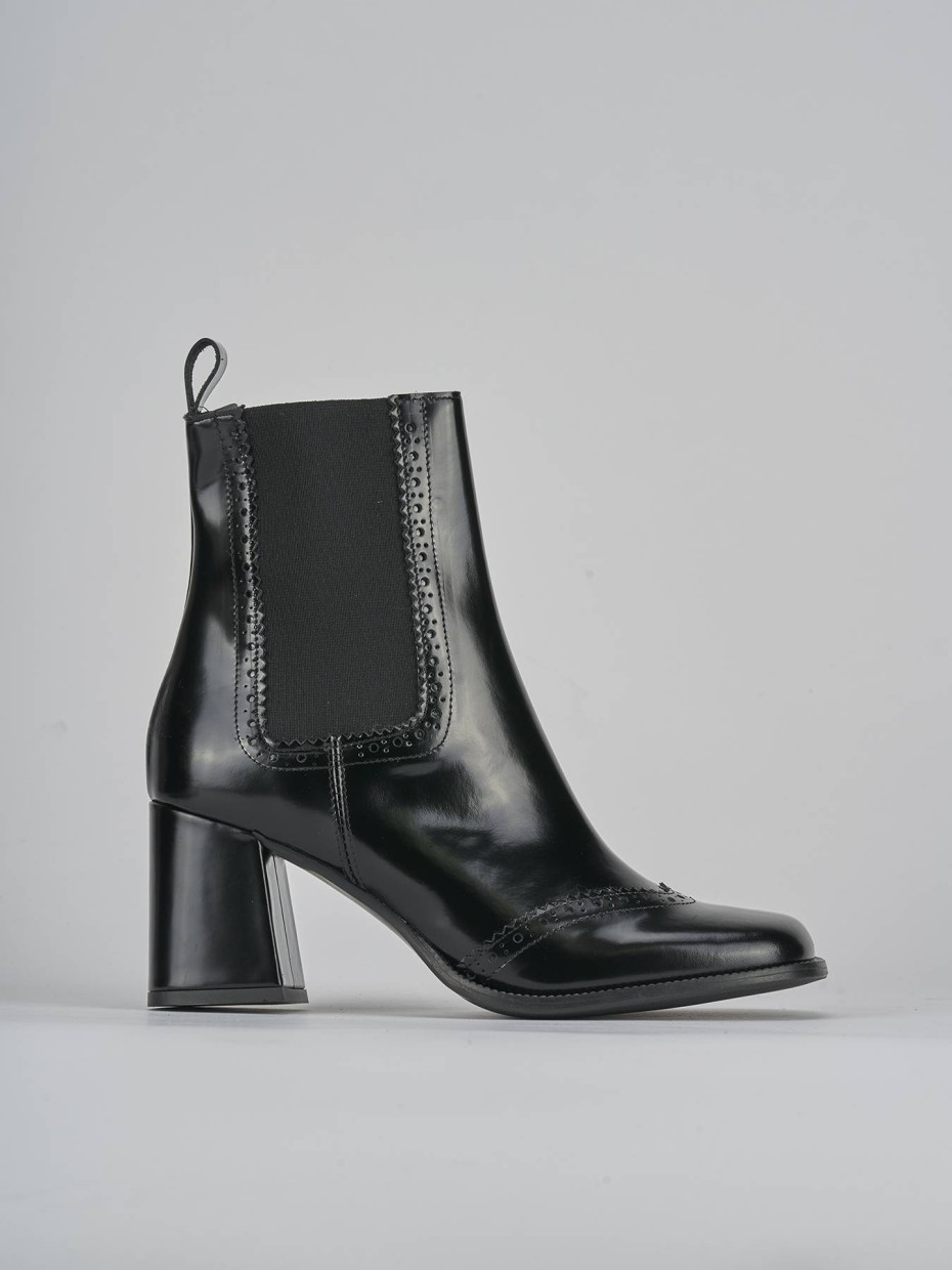 Botines de tacón alto tacón 8 cm negro cuero