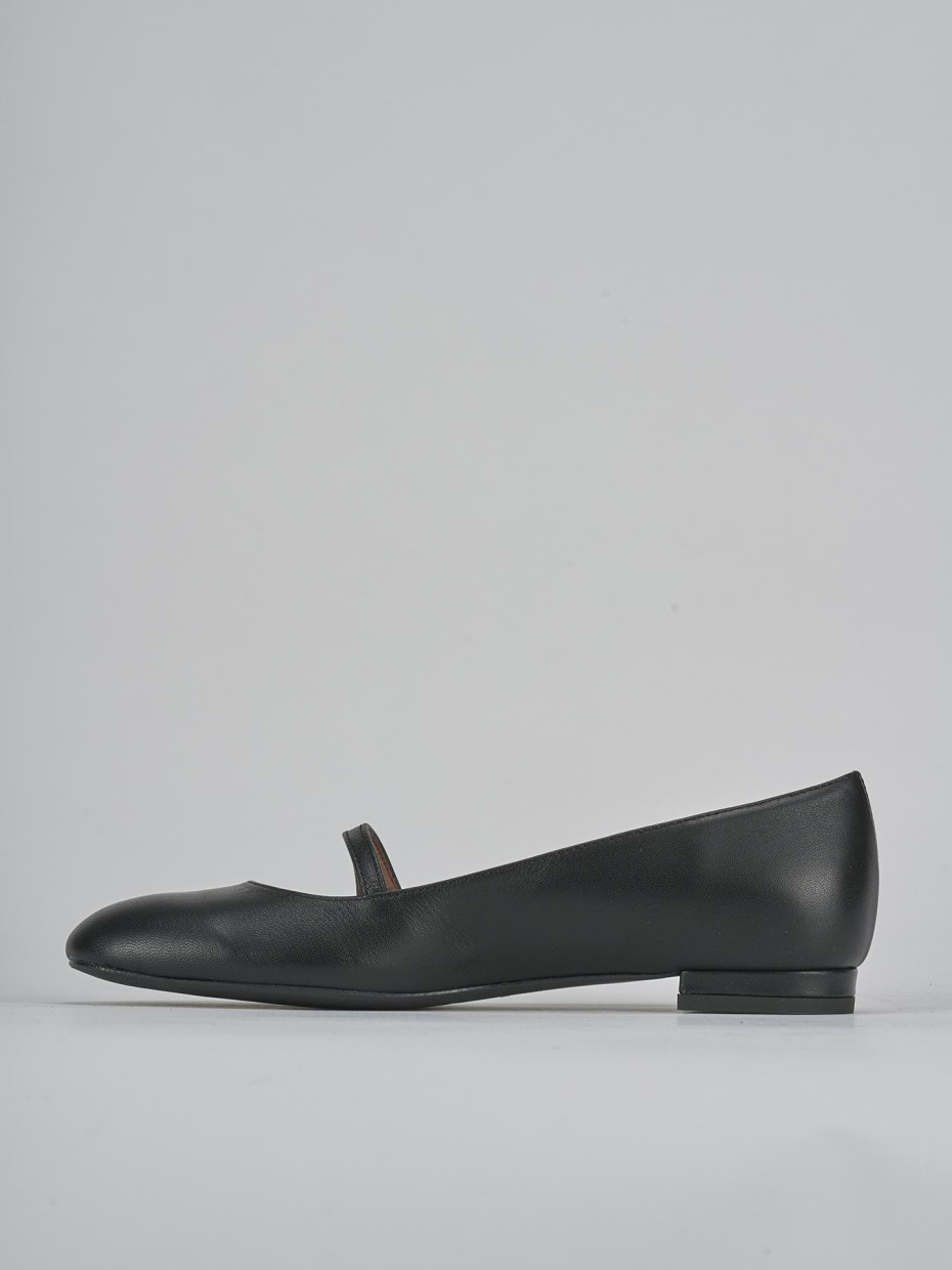 Bailarinas tacón 1 cm negro cuero