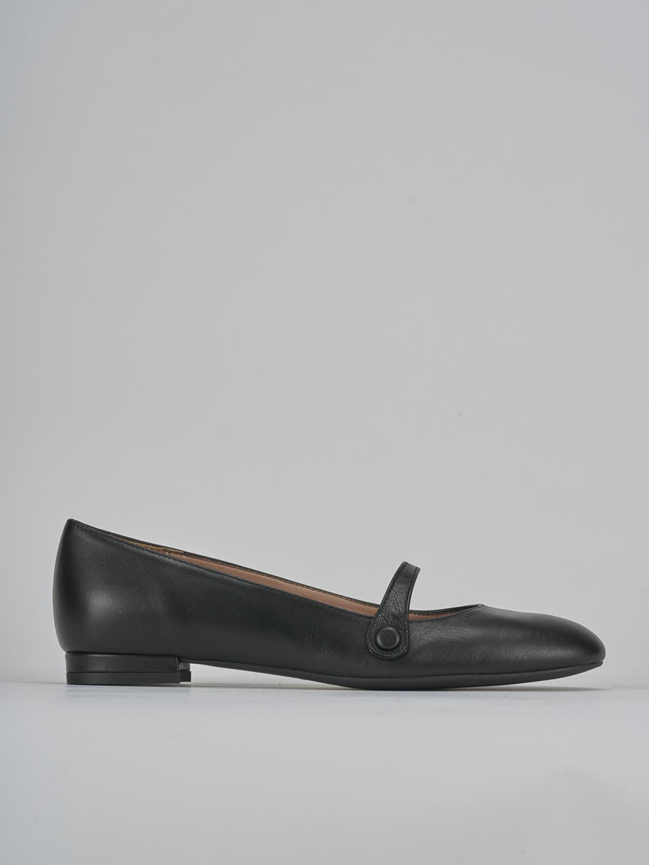 Bailarinas tacón 1 cm negro cuero