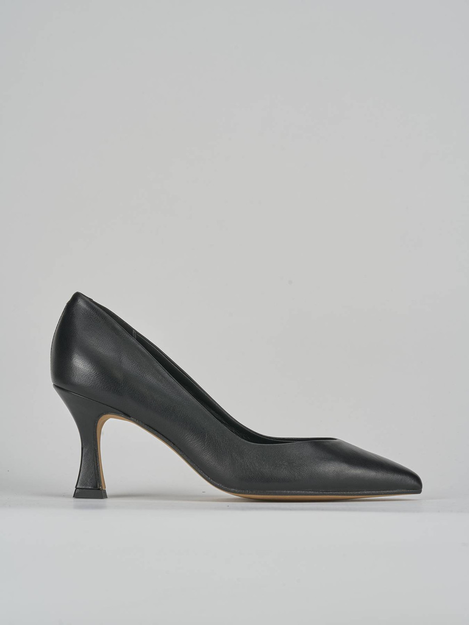 Zapatos de salón tacón 7 cm negro cuero