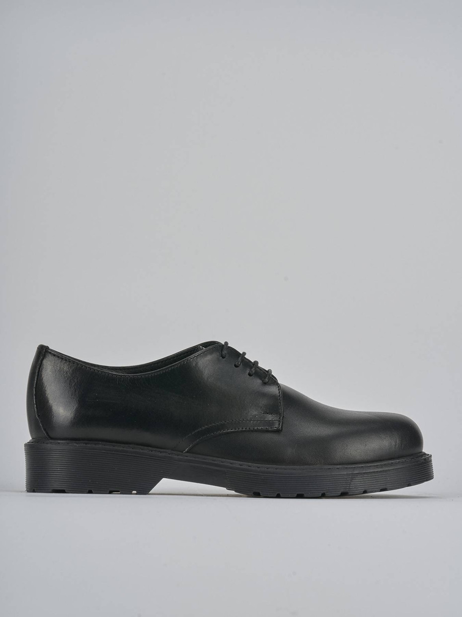 Zapatos de cordones tacón 2 cm negro cuero