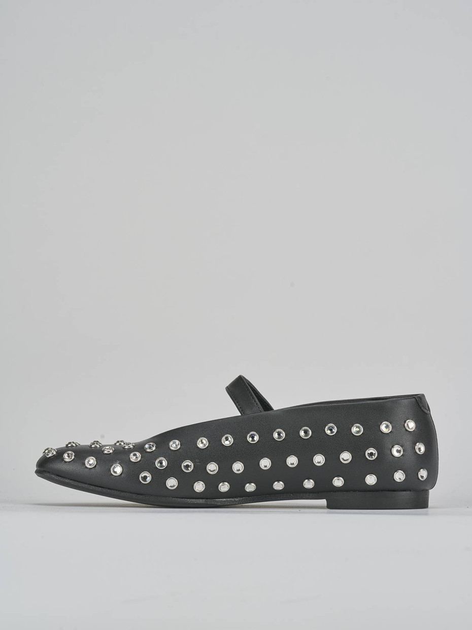 Bailarinas tacón 1 cm negro cuero