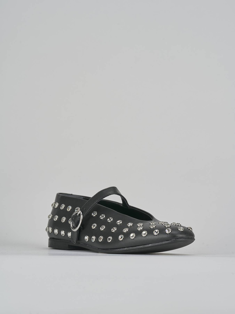 Bailarinas tacón 1 cm negro cuero