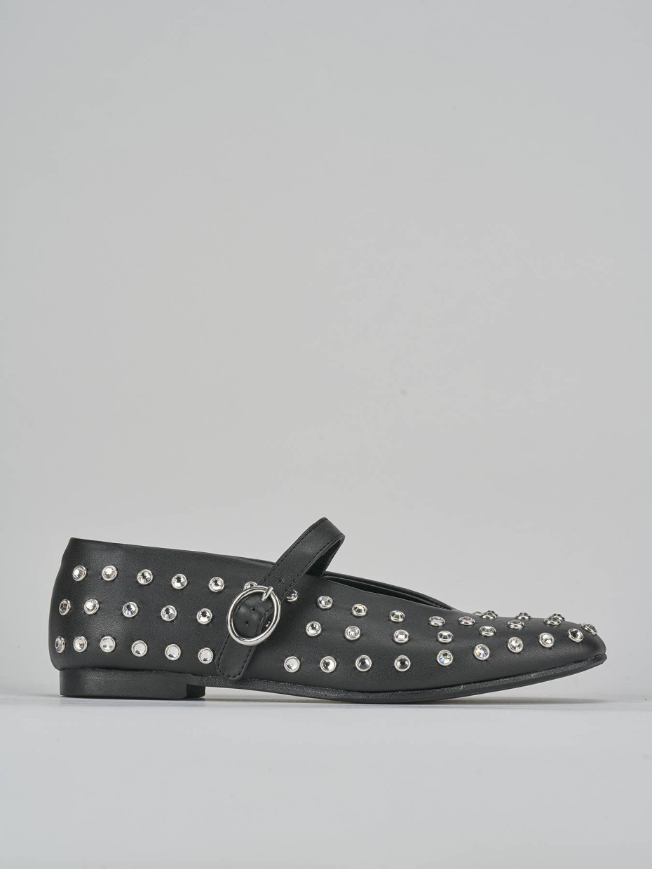 Bailarinas tacón 1 cm negro cuero