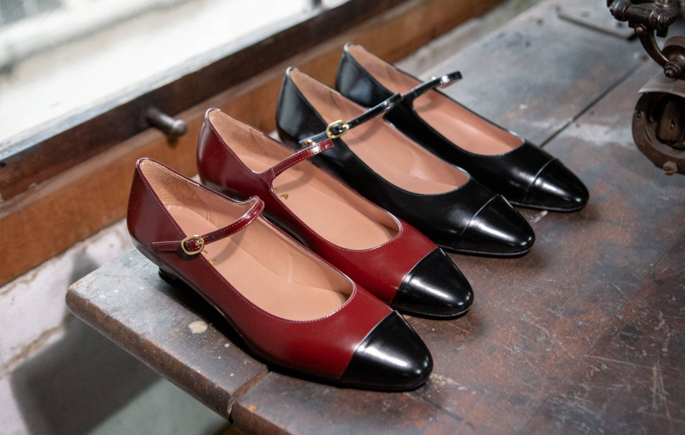 Bailarinas tacón 3 cm negro cuero