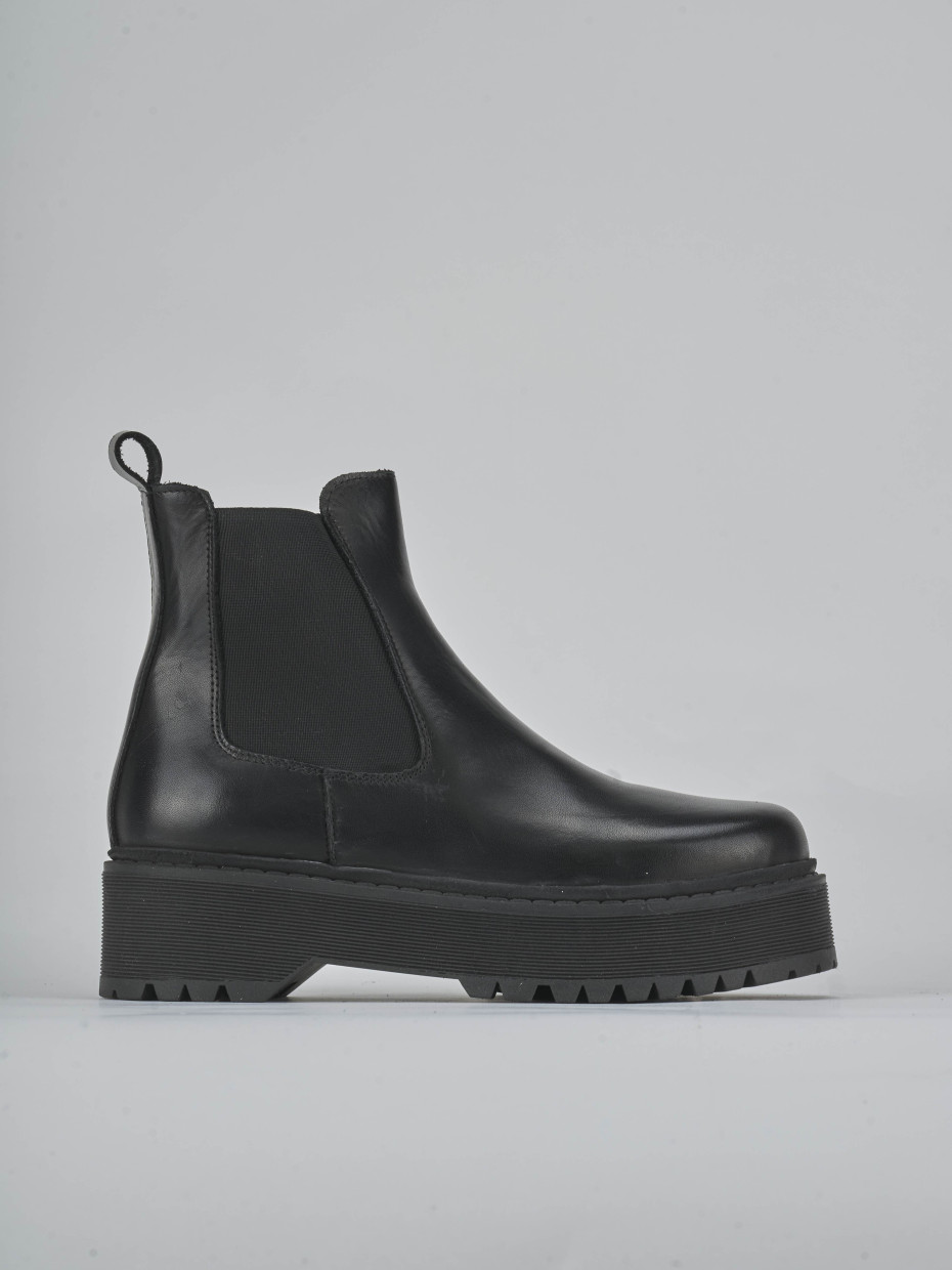 Botines de tacón bajo tacón 4 cm negro cuero