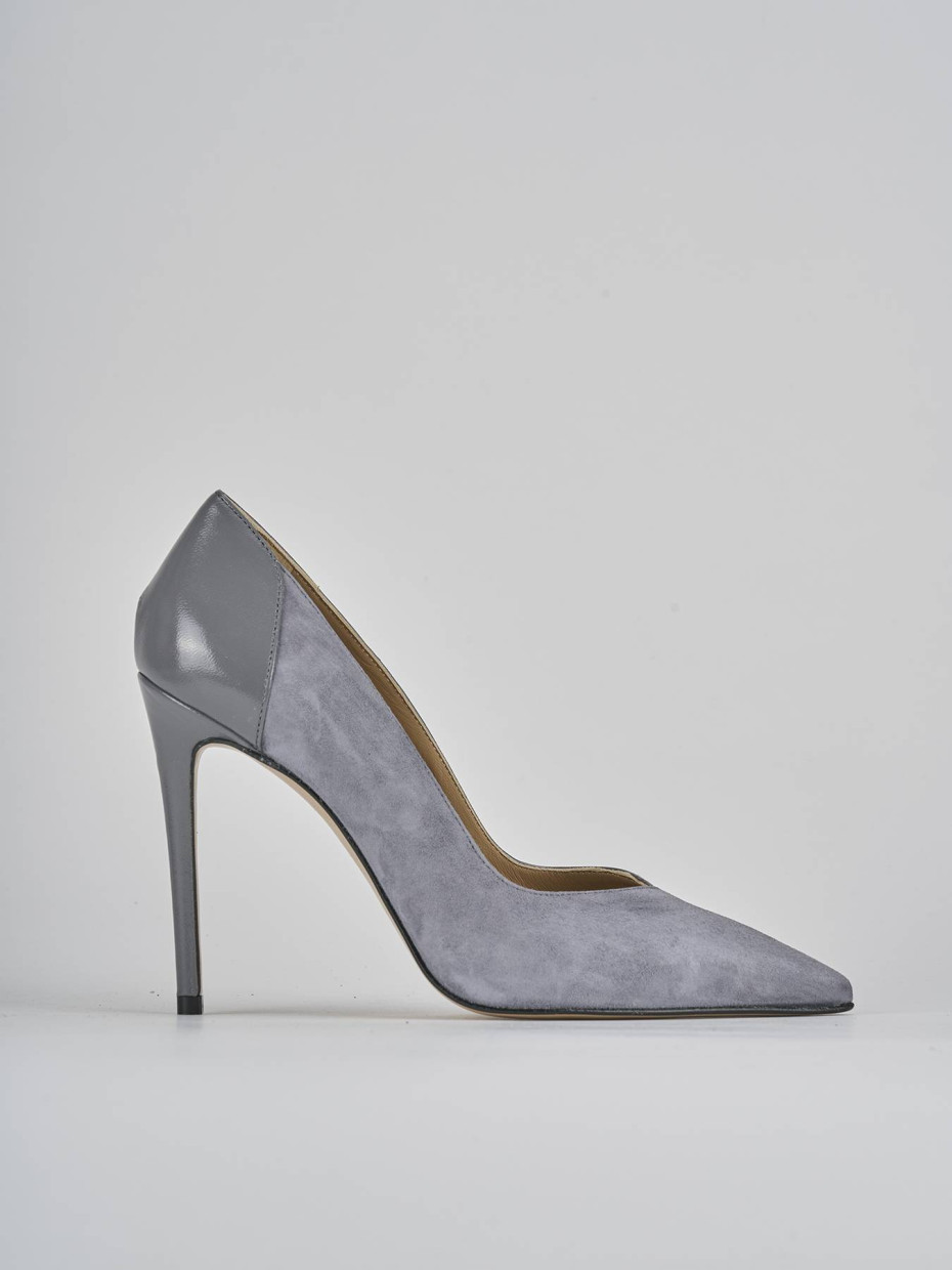 Zapatos de salón tacón 11 cm gris ante