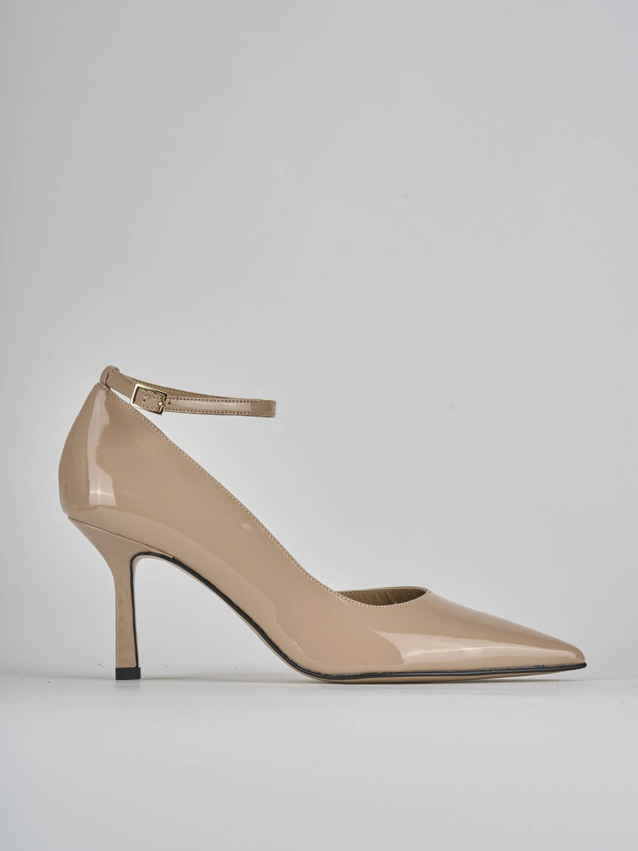 Zapatos de salón tacón 7 cm beis charol