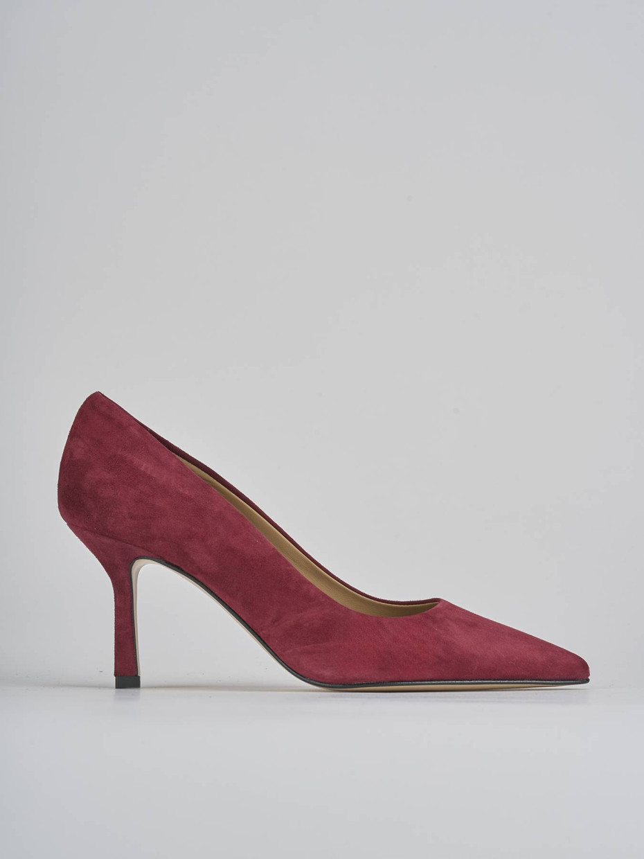 Zapatos de salón tacón 7 cm burdeos ante