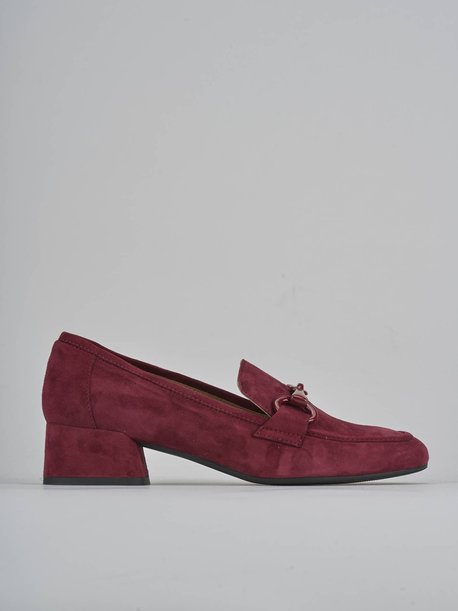 Mocasines tacón 5 cm burdeos ante
