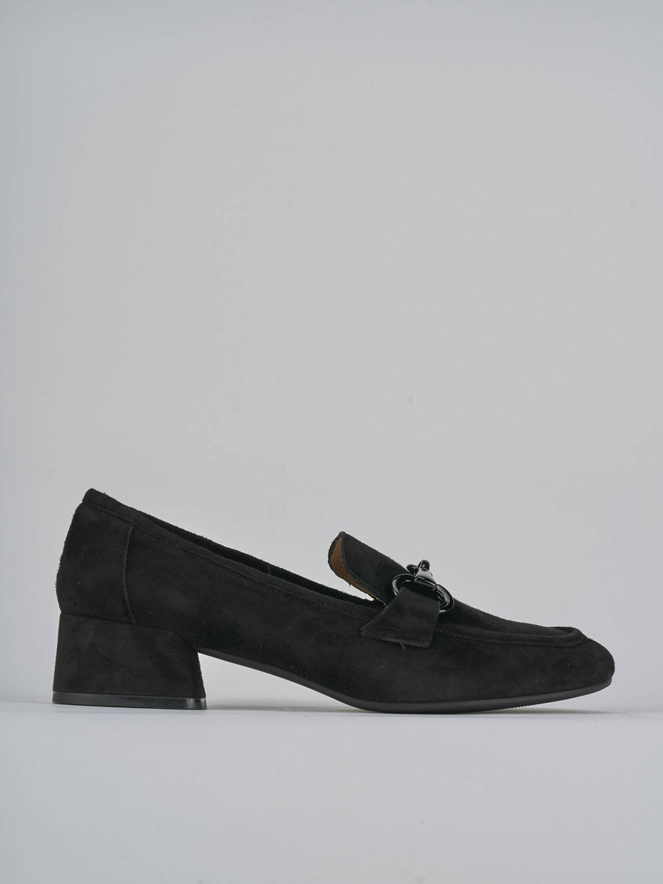Mocasines tacón 5 cm negro ante