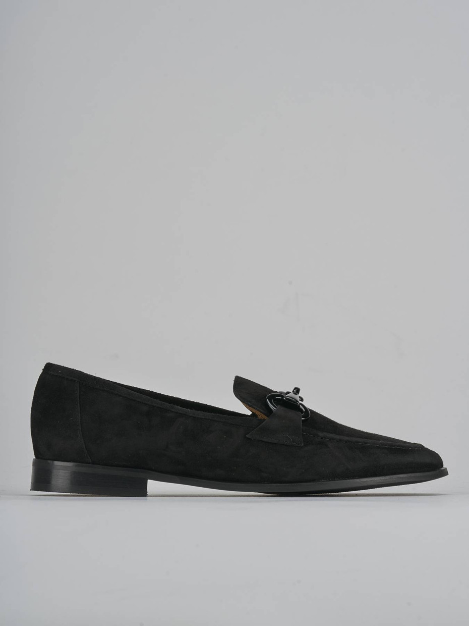 Mocasines tacón 1 cm negro ante