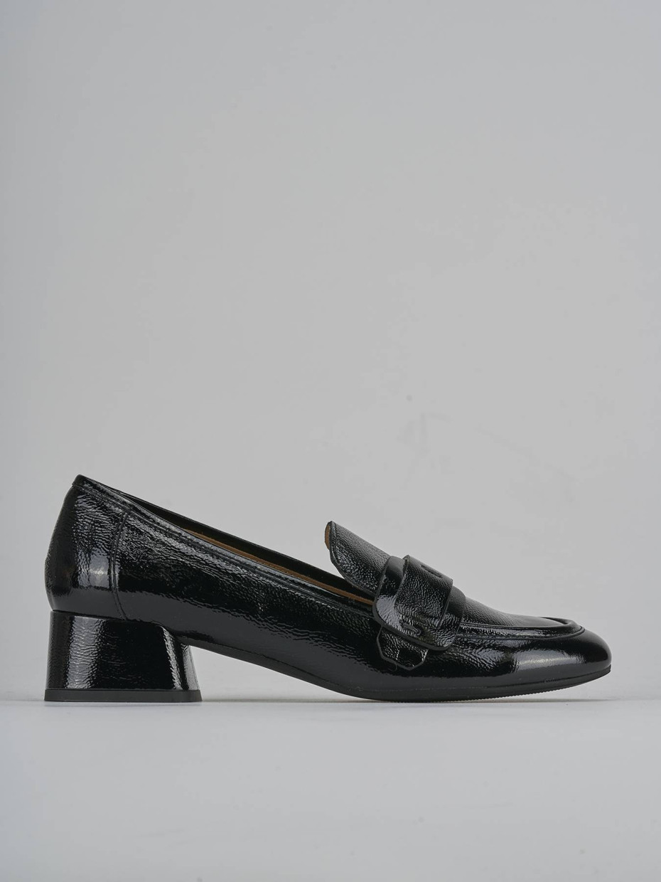 Mocasines tacón 3 cm negro charol