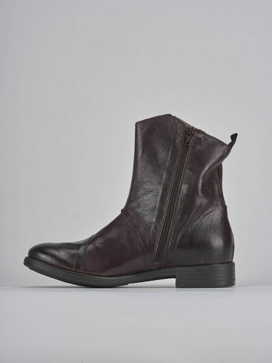 Botines de tacón bajo tacón 2 cm negro cuero