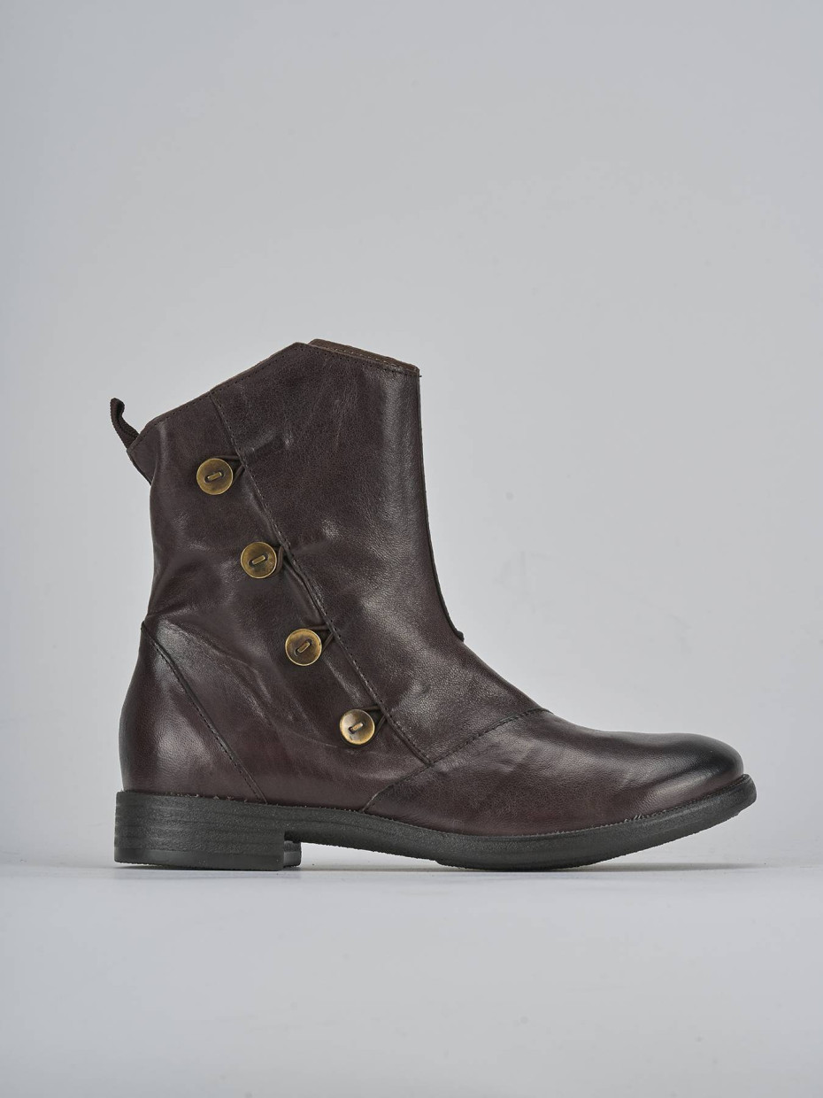 Botines de tacón bajo tacón 2 cm negro cuero