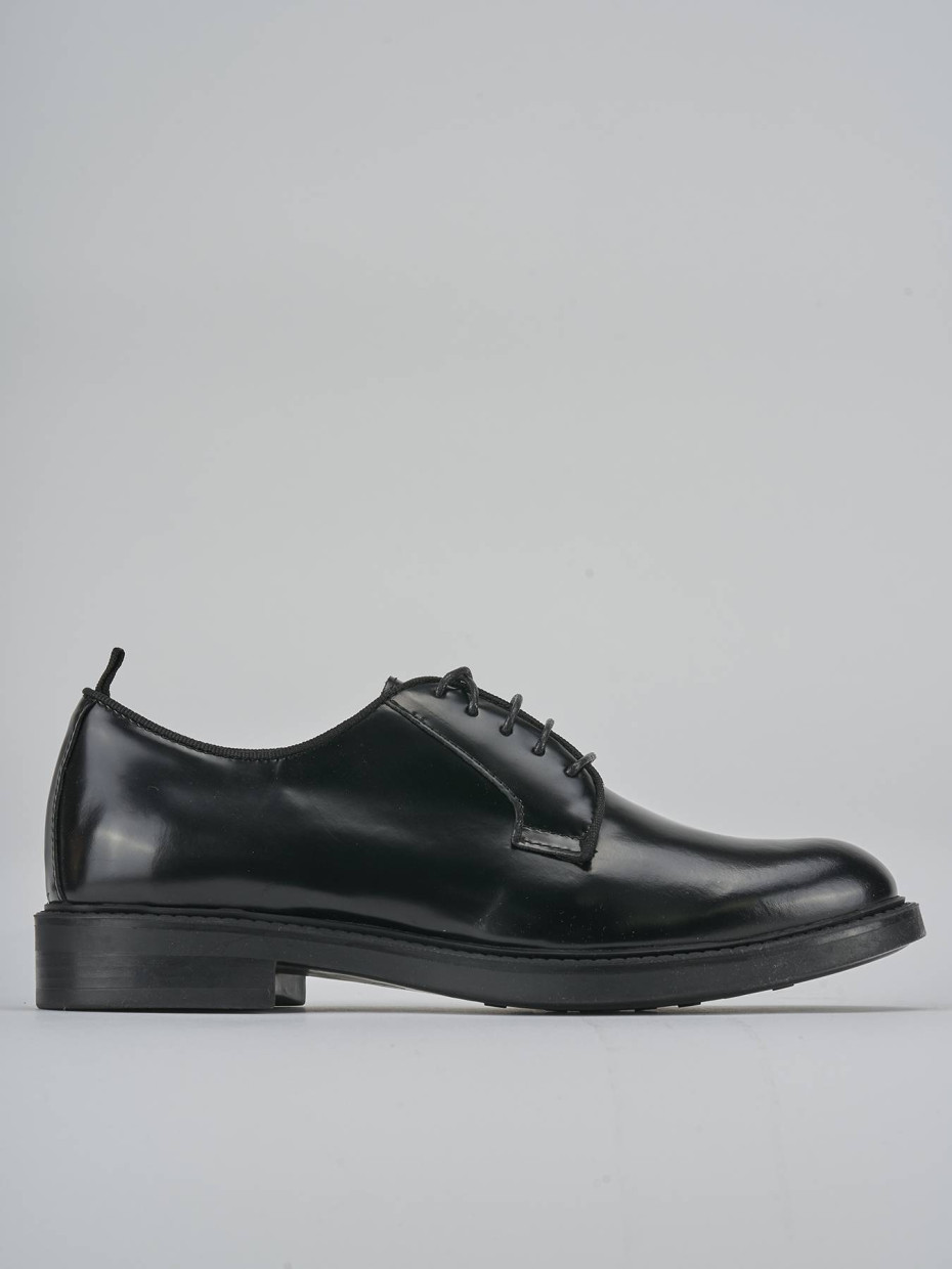 Zapatos de cordones tacón 2 cm negro cuero