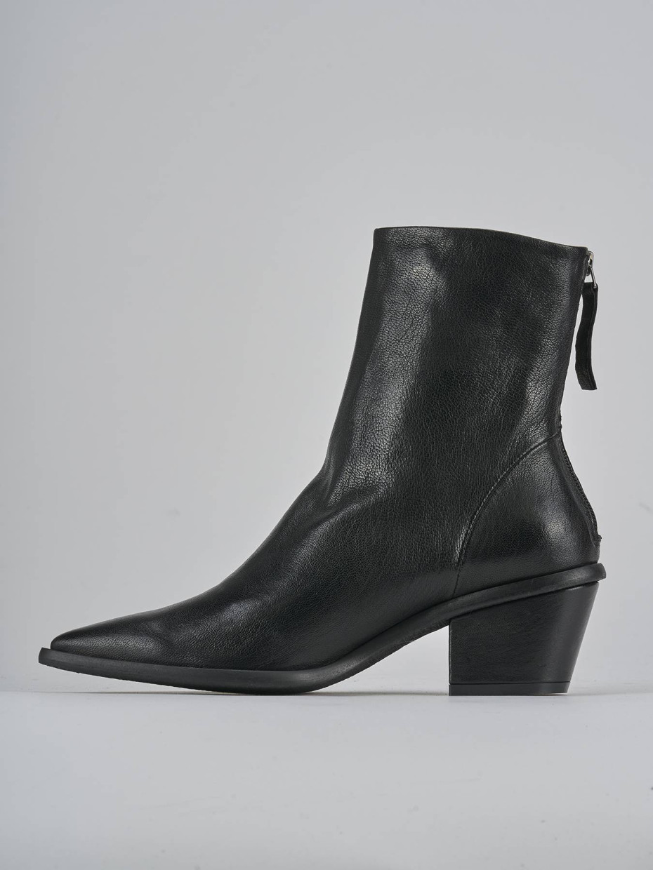 Botines de tacón alto tacón 6 cm negro cuero
