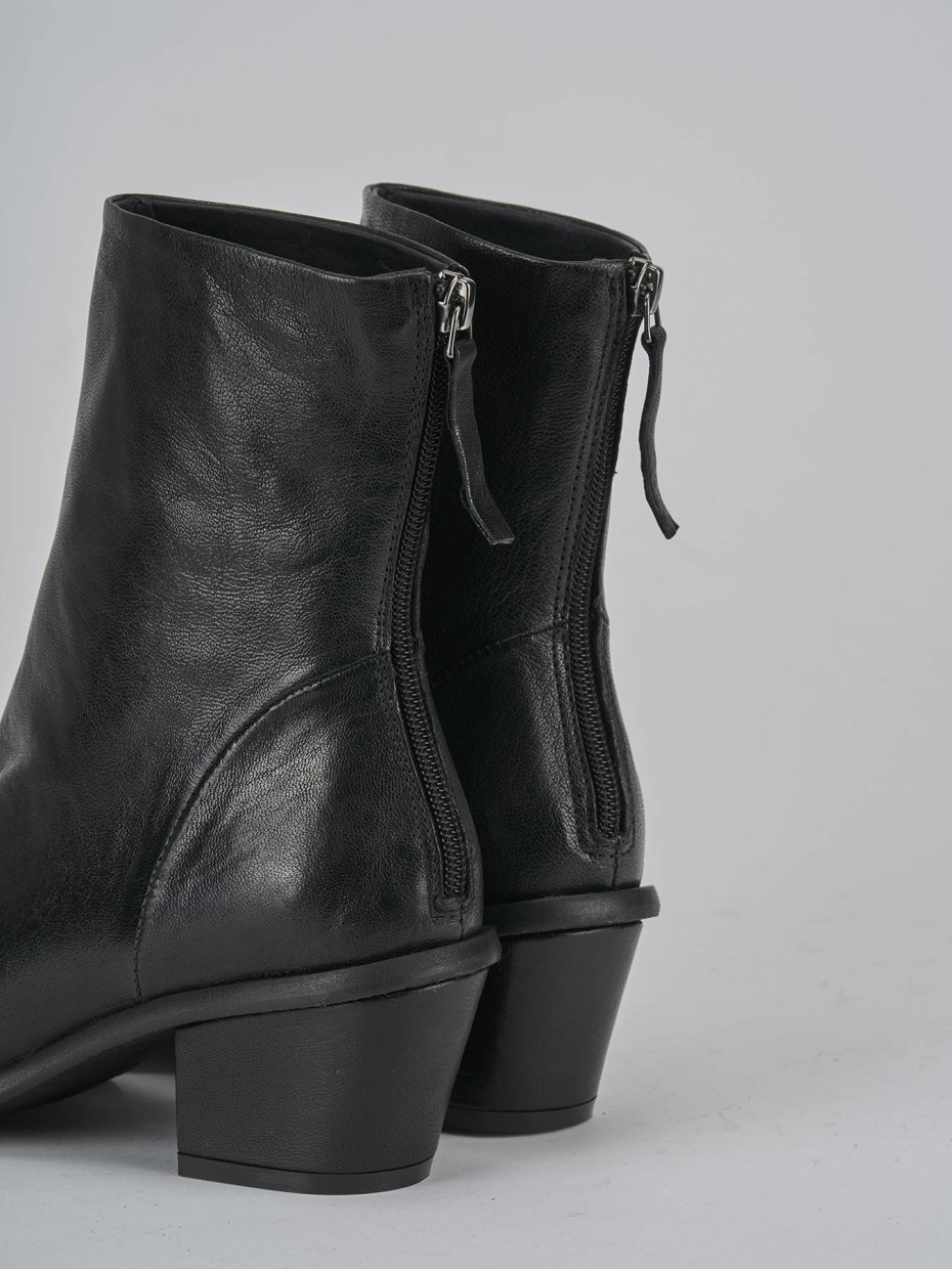 Botines de tacón alto tacón 6 cm negro cuero