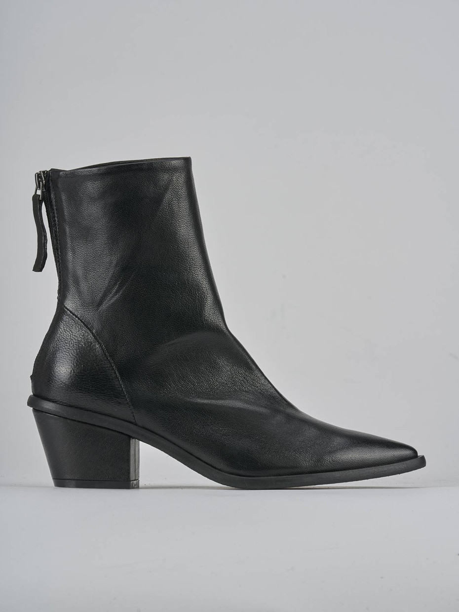 Botines de tacón alto tacón 6 cm negro cuero