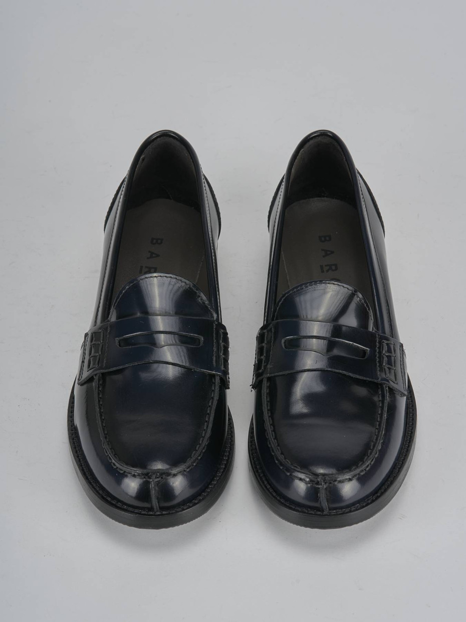 Mocasines tacón 2 cm azul cuero