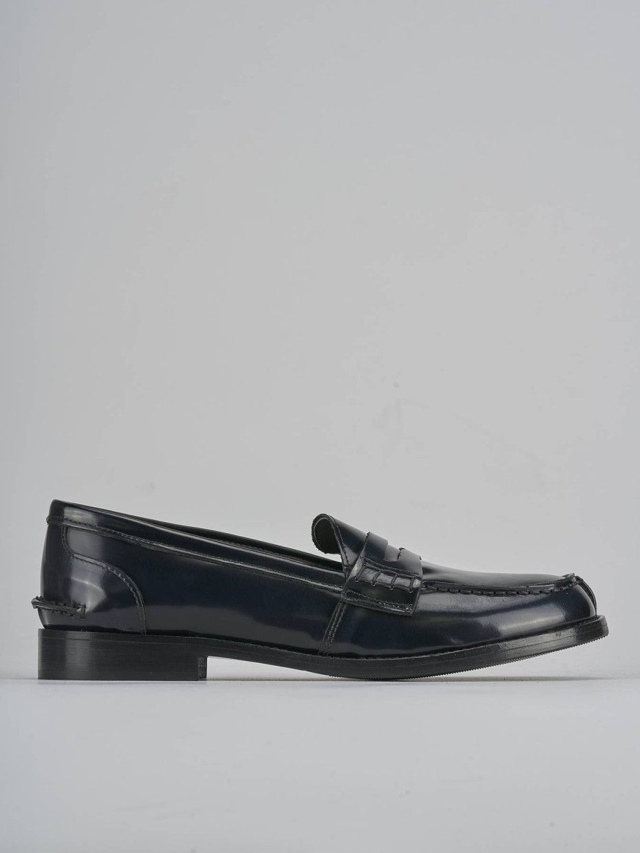 Mocasines tacón 2 cm azul cuero