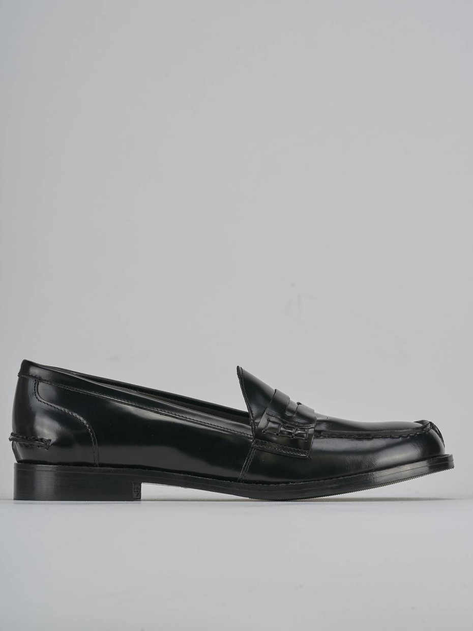 Mocasines tacón 2 cm negro cuero