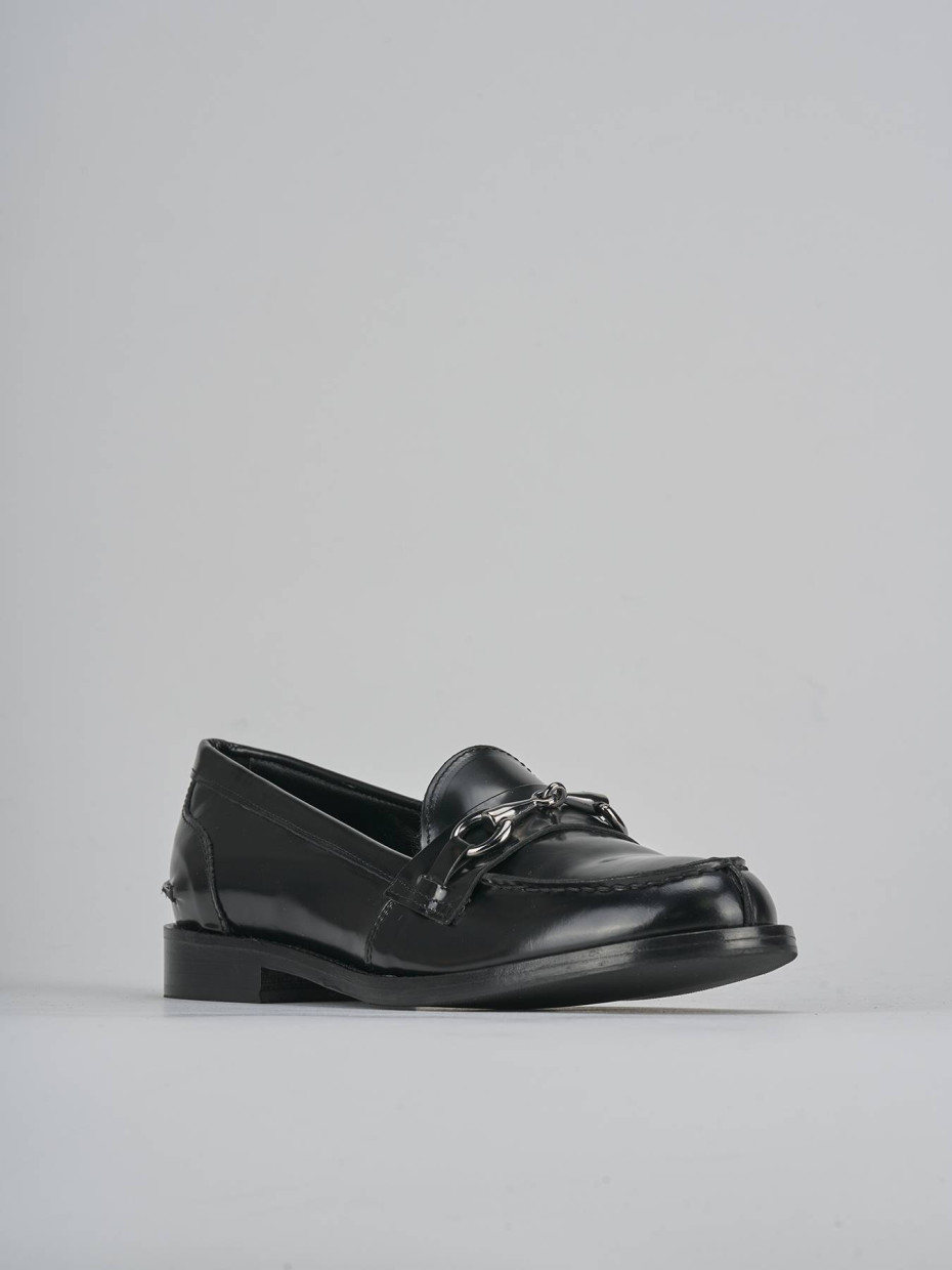 Mocasines tacón 2 cm negro cuero