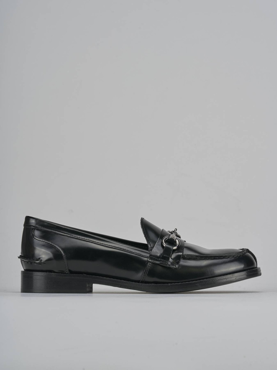 Mocasines tacón 2 cm negro cuero