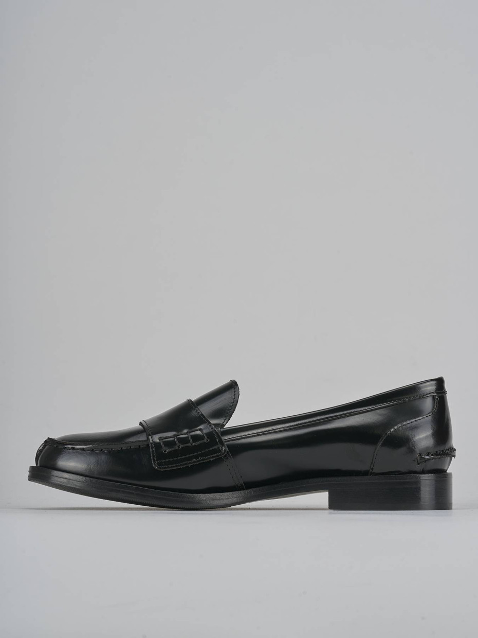 Mocasines tacón 2 cm negro cuero